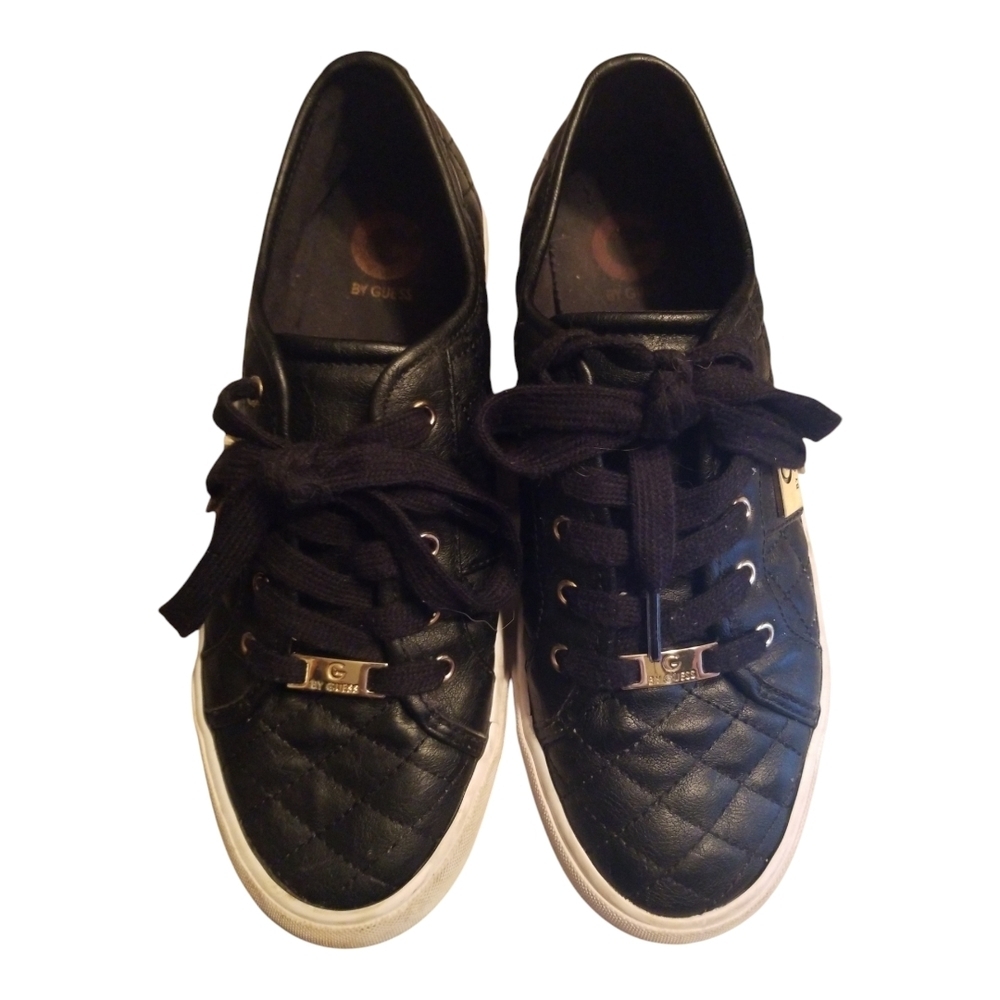 G by Guess Black Quilted Sneakers with White Sole